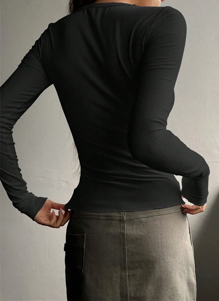 Women's Ribbed Henley Summer