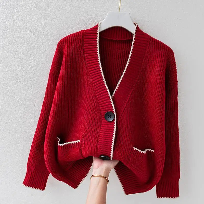 Women's V-Neck Cardigan Loose Fit
