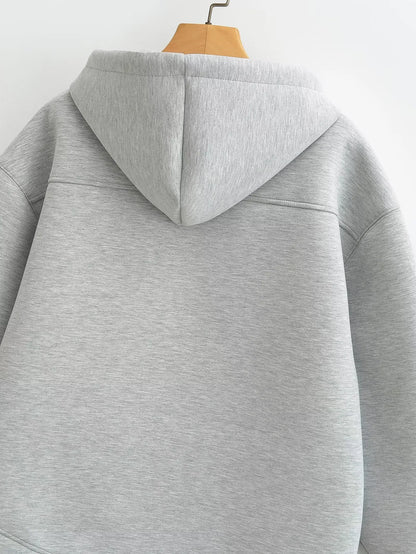 Women's Oversized Zip Hoodie Cotton Casual Black
