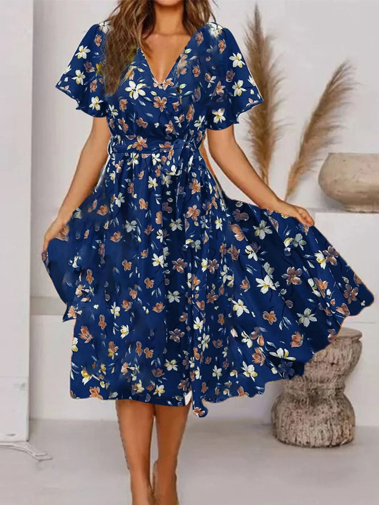 Evy Women's Midi Dress Floral Print - Vonnera