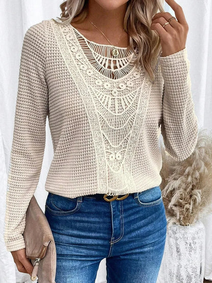 Women's Crochet Lace Sweater V-Neck - Vonnera