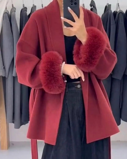 Women's Faux Fur Cuff Coat