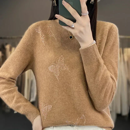 Women's Embellished Sweater Butterfly Detail