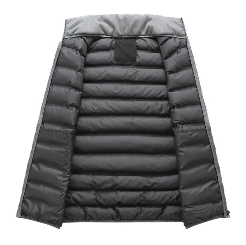 Men's Down Vest Sleeveless Zipper Windproof Solid Color