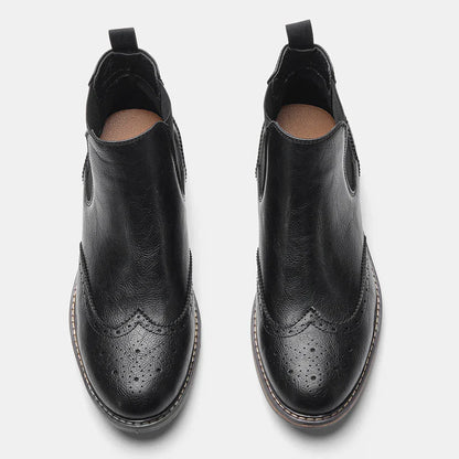 Men's Chelsea Boots Leather Ankle Brogue Brown