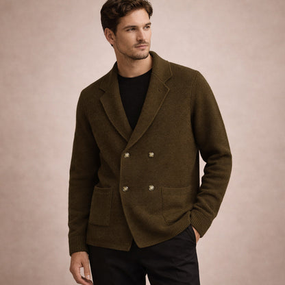 Men's Double Breasted Knit Cardigan Smart Casual