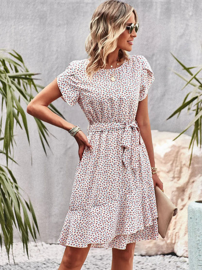 Women's Ruffle Dress Soft Flutter Sleeves