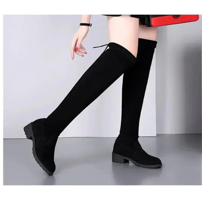 Women's Lace-Up Boots Black Chunky High Heel