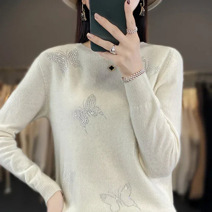 Women's Embellished Sweater Butterfly Detail