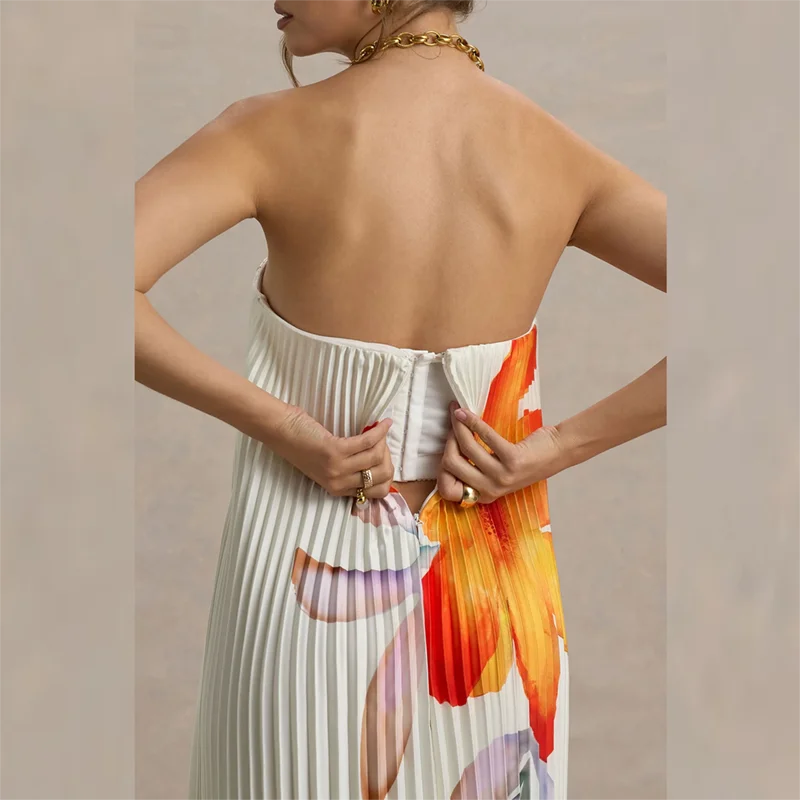 Women's Strapless Floral Maxi Dress