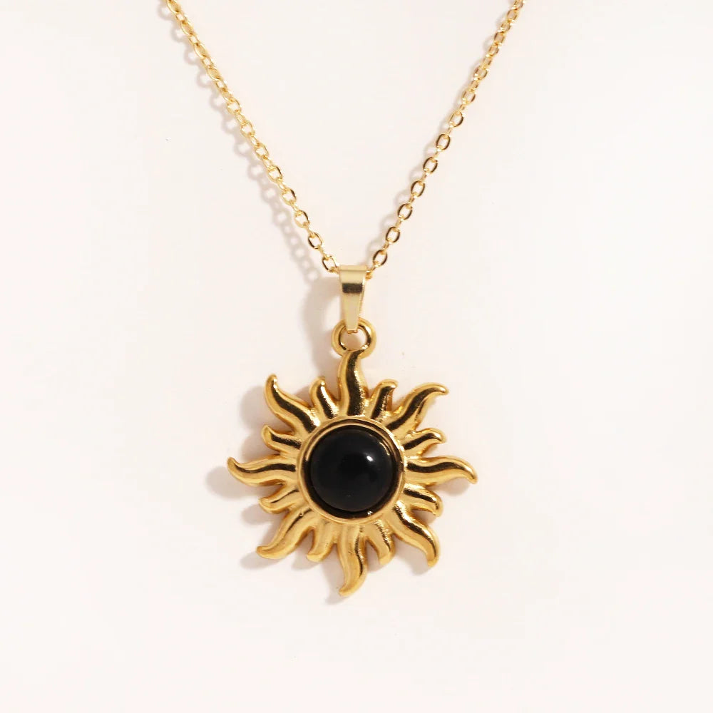Aurora Spiral Sun Pendant Silver Tone