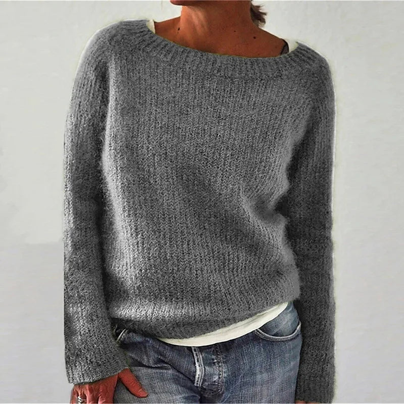 Women's Cozy Knit Sweater Loose Fit Pullover - Vonnera
