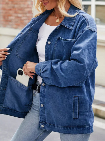 Women's Oversized Denim Jacket Casual Blue