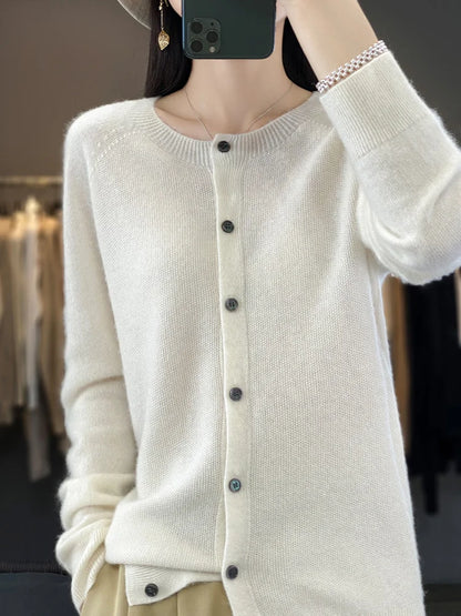 Women's Crewneck Cardigan Button-Up Style