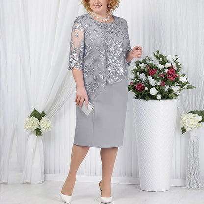 Women's Embroidered Dress Knee Length
