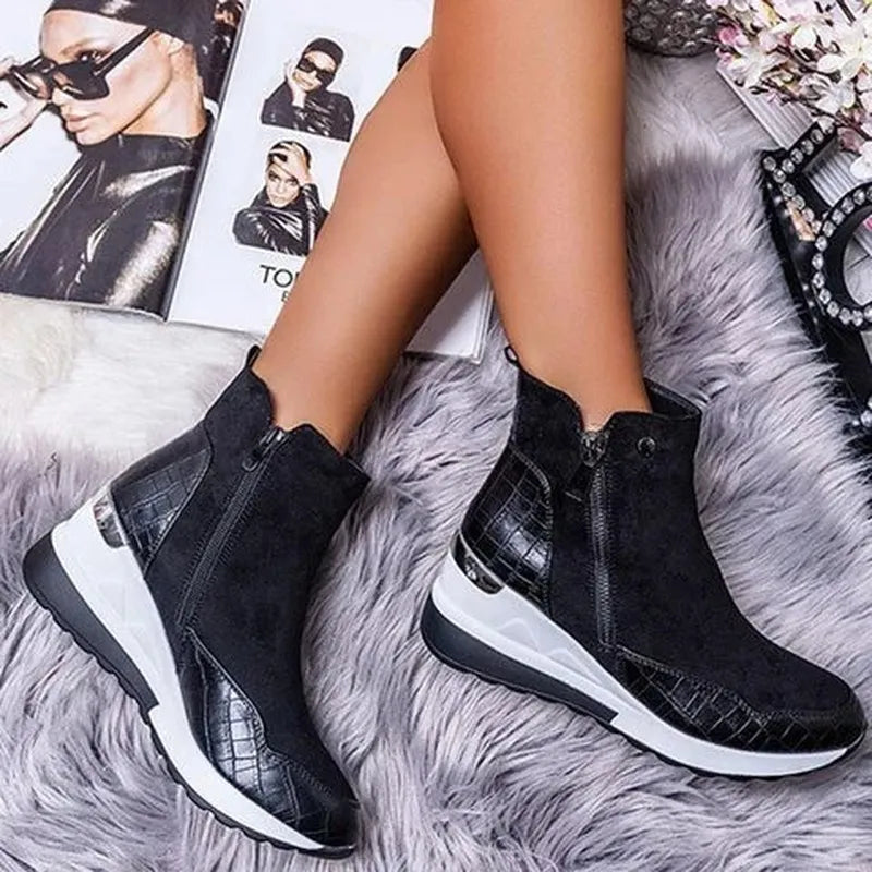 Women's Hidden Heel Ankle Boots Zip