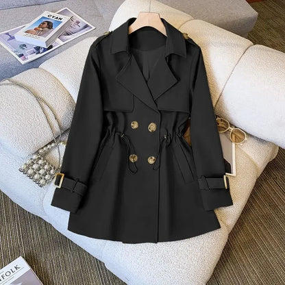 Women's Cotton Trench Coat Mid-Length Beige - Vonnera