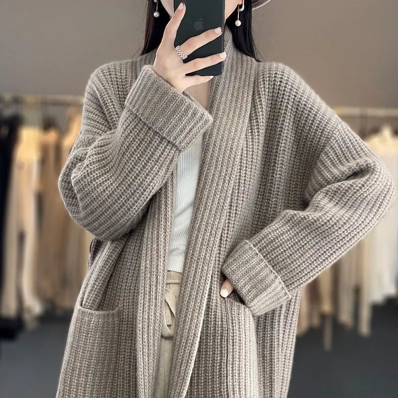 Women's Cardigan Sweater With Patch Pockets