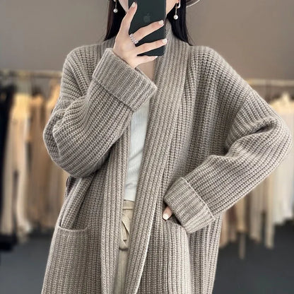 Women's Cardigan Sweater With Patch Pockets