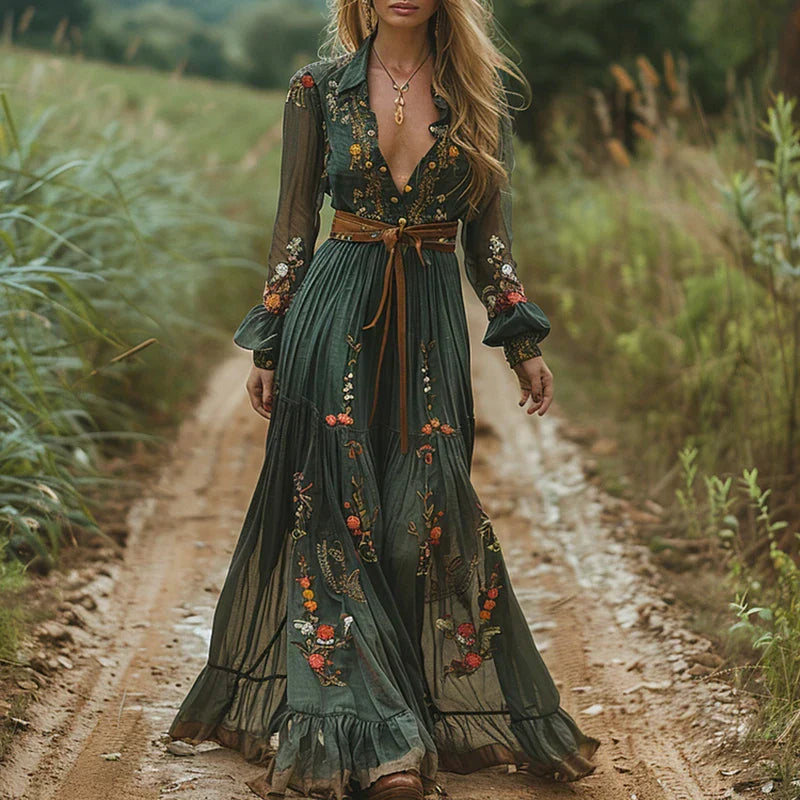 Women's Bohemian Floral Dress - Vonnera
