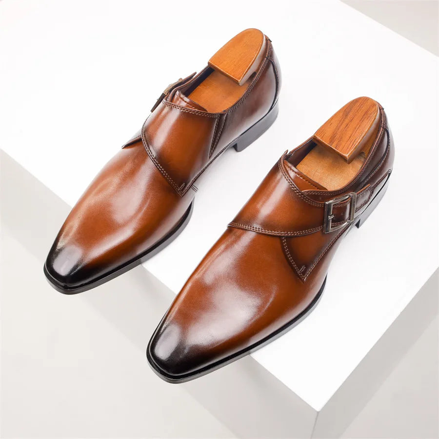 Men's Single Strap Buckle Dress Shoes