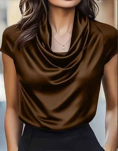 Women's Satin Cowl Neck Shirt - Vonnera