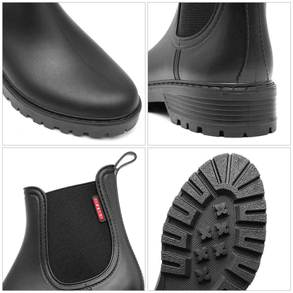 Women's Chelsea Rain Boots Waterproof Rubber Slip-Resistant