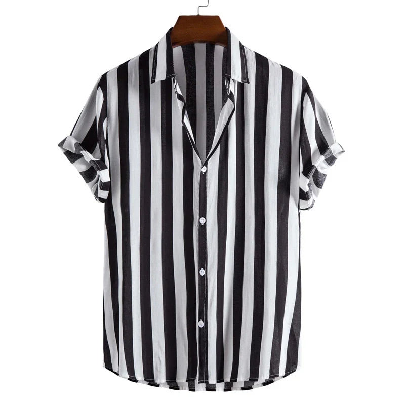 Men's Stripe Button-Up Cotton Shirt - Vonnera