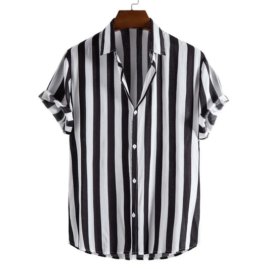 Men's Stripe Button-Up Cotton Shirt - Vonnera