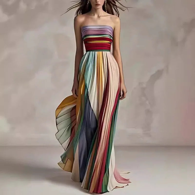 Women's Strapless Rainbow Maxi Dress - Vonnera