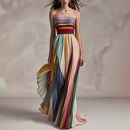Women's Strapless Rainbow Maxi Dress - Vonnera