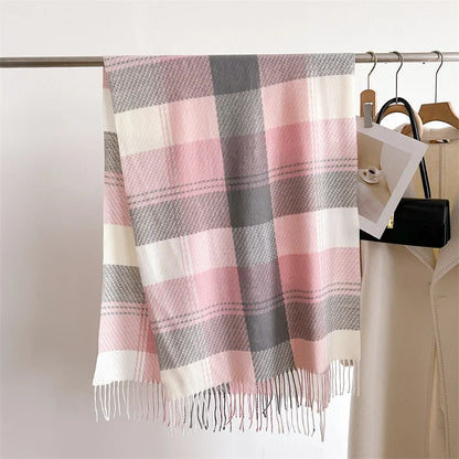Arvella Women's Plaid Scarf With Tassel