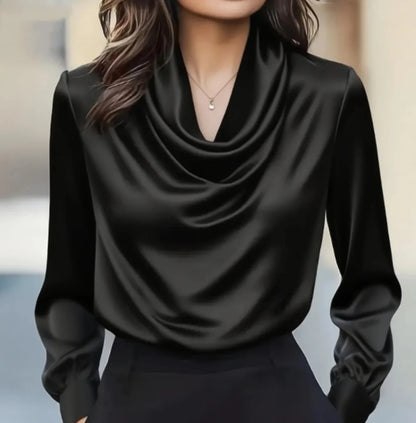 Women's Satin Cowl Neck Blouse