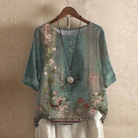 Women's Floral Print Blouse Soft - Vonnera