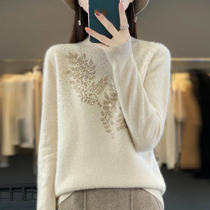 Women's Sweater Beaded Floral Embellishment - Vonnera