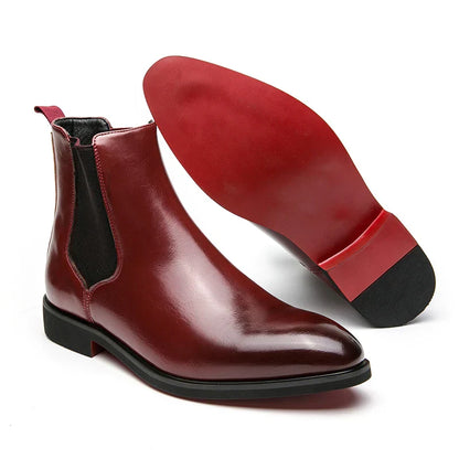 Men's Chelsea Boots Leather Red Sole Ankle High Comfortable