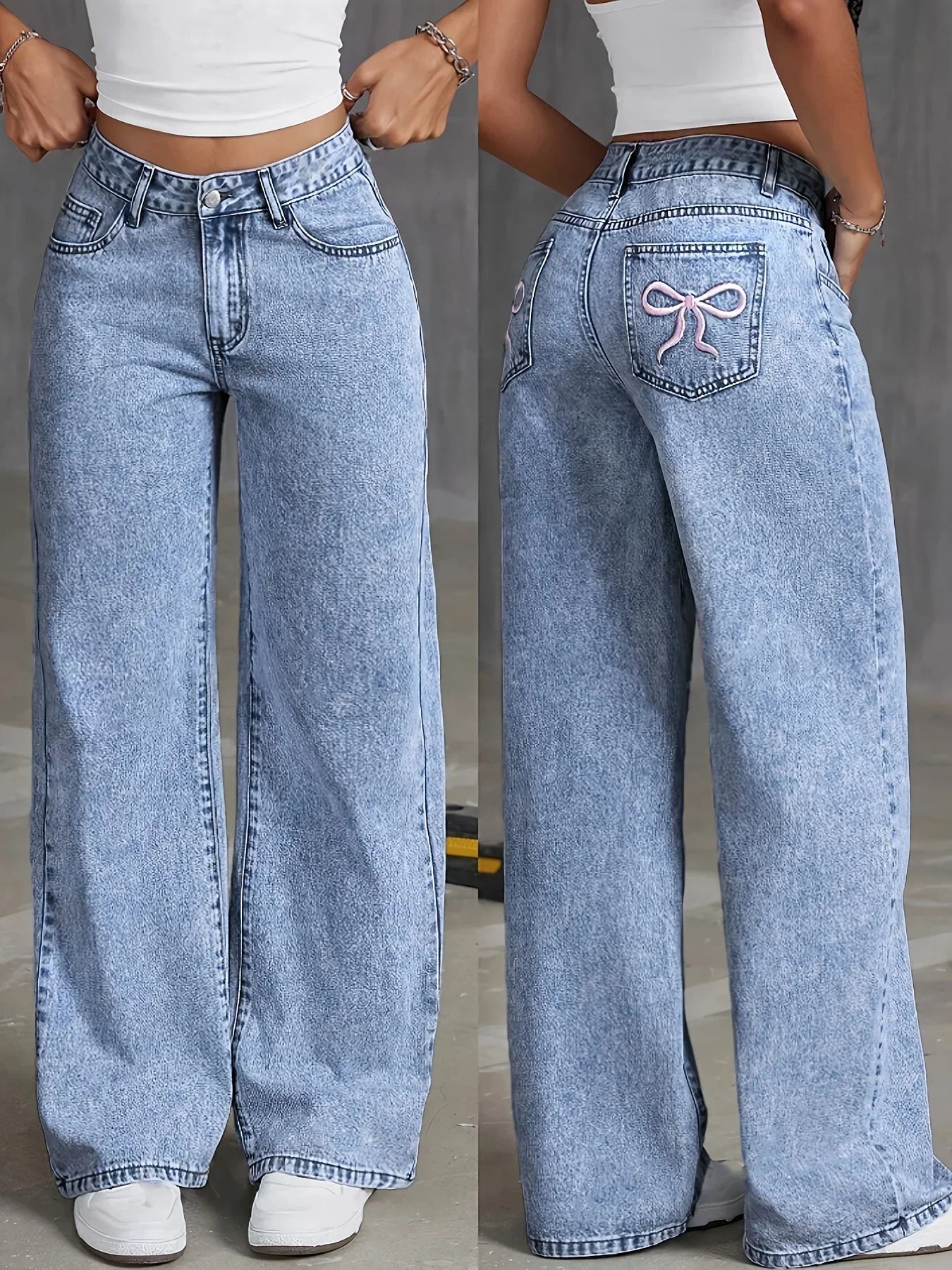 Women's High Waist Wide Leg Jeans - Vonnera