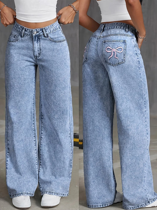 Women's High Waist Wide Leg Jeans - Vonnera