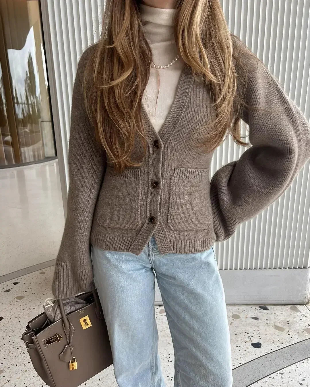 Women's V-Neck Cardigan Sweater Cozy Knit - Vonnera