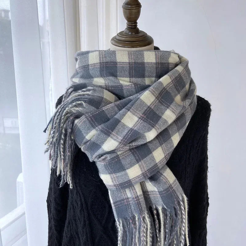 Melviera Fringed Check Scarf