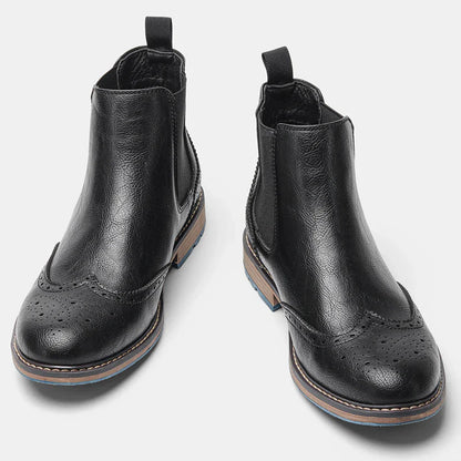 Men's Chelsea Boots Leather Ankle Brogue Brown