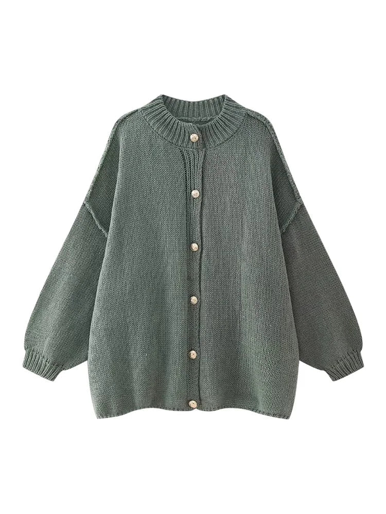 Women's Bat Sleeve Cardigan Wool Blend Lapel Detail Black