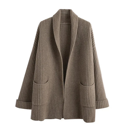 Women's Cardigan Sweater With Patch Pockets