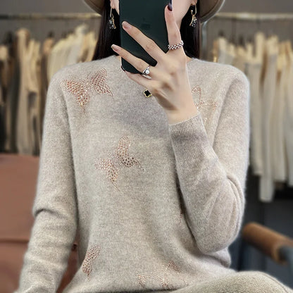 Women's Embellished Sweater Butterfly Detail