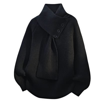 Women's Sweater Soft Scarf Neck Design