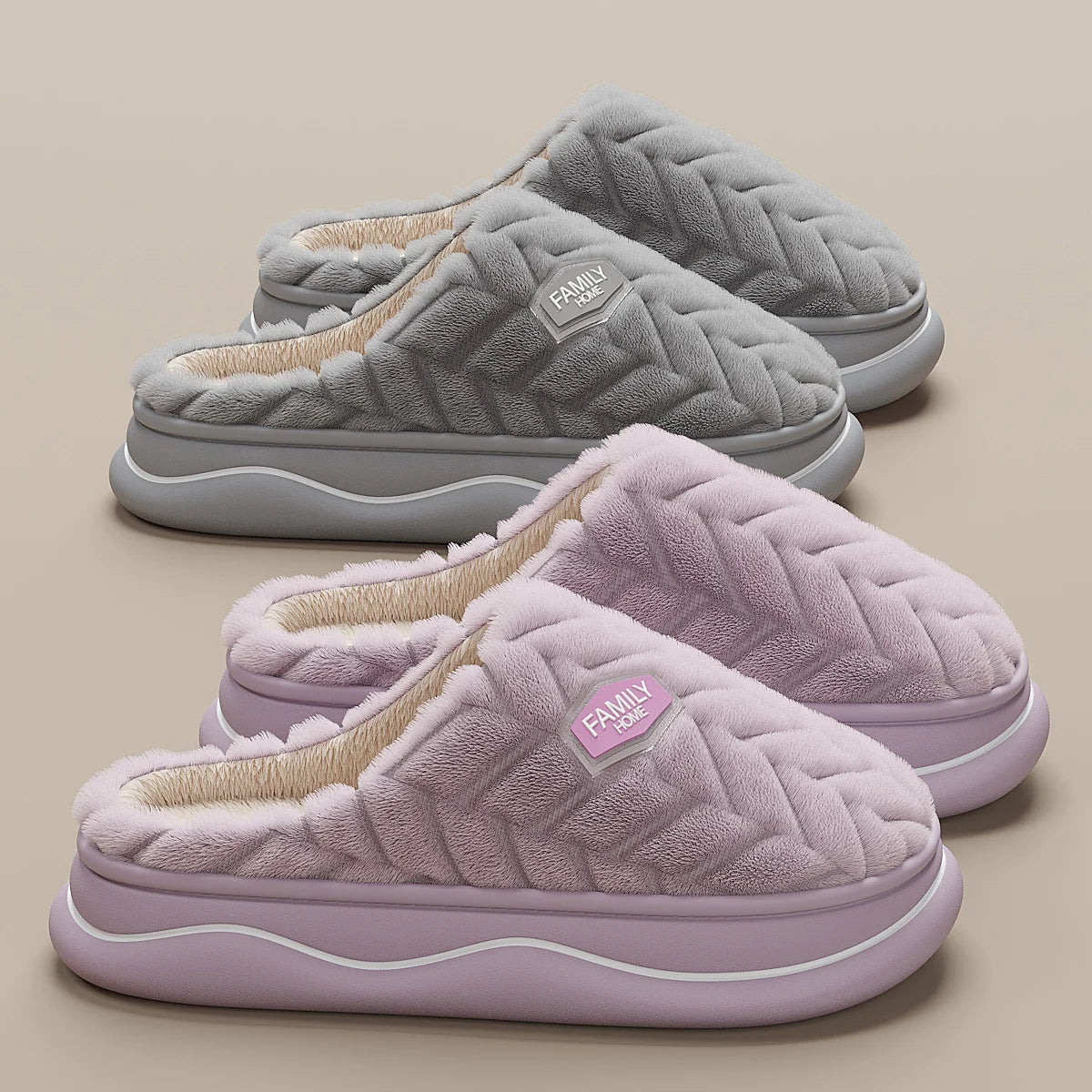 Women's Quilted Slippers Thick Sole Plush Lining - Vonnera