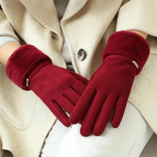 Women's Snug Fit Gloves Fleece Cuff Buckle - Vonnera