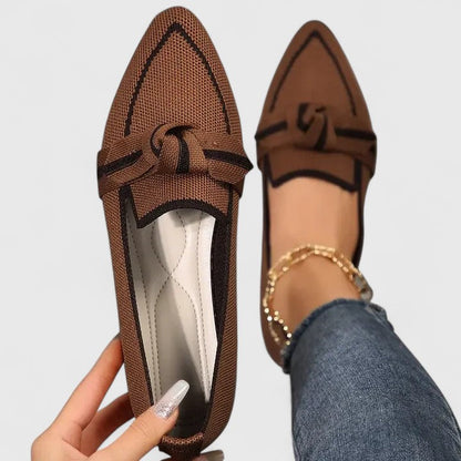 Women's Pointed Toe Slip-On Loafers Knot Detail