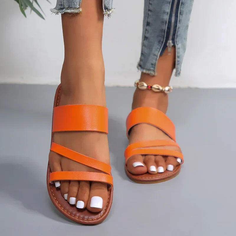 Women's Flat Cushioned Sandals Lilac