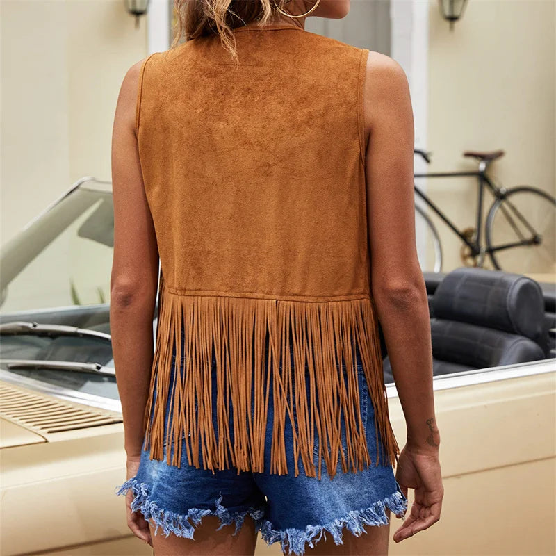 Women's Sleeveless Fringe Vest